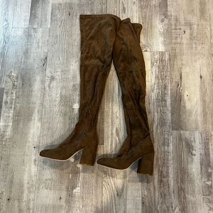 Over the knee boot in camel